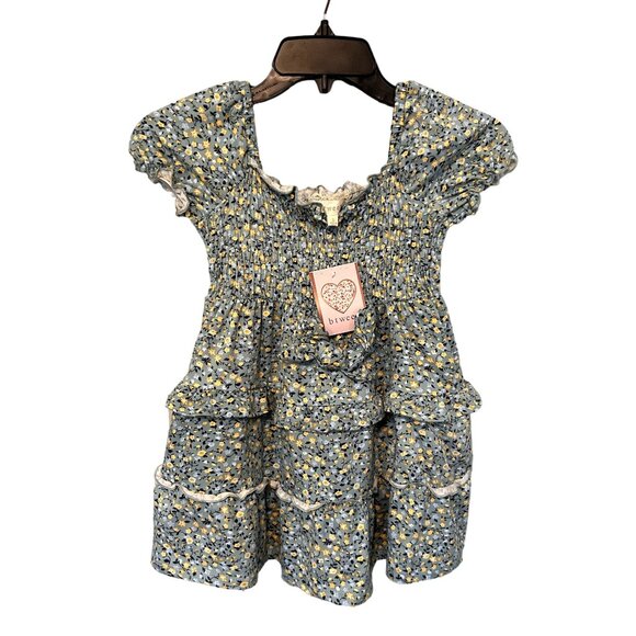 btween Other - Btween girls size 5 floral blue/green tier dress